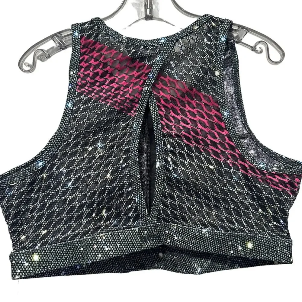 nwt Peloton High Neck Sports Bra size S 2.0 Holy Green Girls Night Out Sparkle
